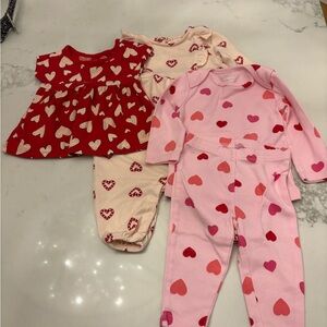 Hearts… dress, onsie and pj set